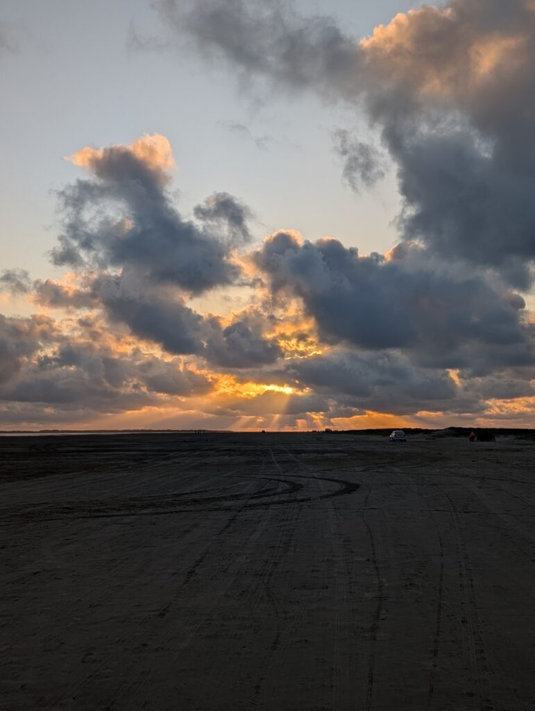 Sonnenuntergang am Sönderstrand auf Römö im Dänemark Inselurlaub an der Nordsee